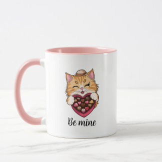 Caneca Seja meu gato: Dia de os namorados Kawaii Cat com