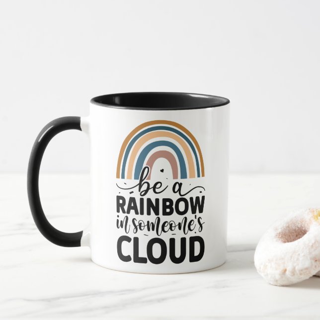 Caneca Seja um arco-íris na nuvem de alguém (Com Donut)