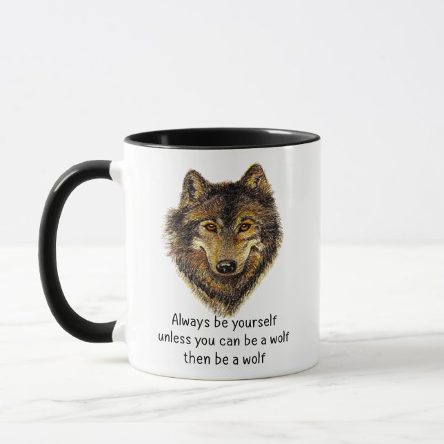 Caneca Seja uma citação de lobo divertida e inspiradora (Esquerda)
