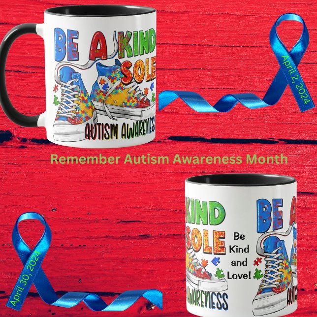Caneca "Seja uma pessoa simpática" Autismo Sensibilização (Stride with compassion and show your support with our 'Be A Kind Sole' Autism Awareness mug)