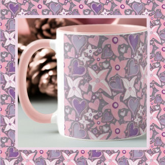 Caneca Seja Único Ser Seu Padrão Em Rosa/Roxo