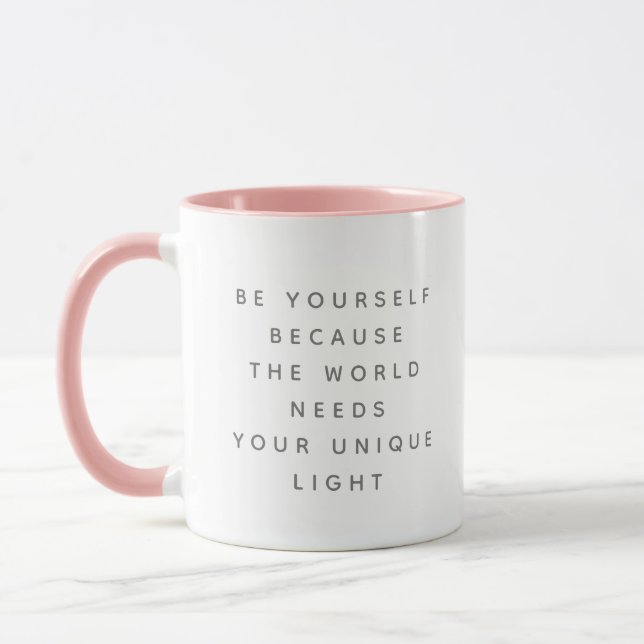 Caneca Seja Você Mesmo Fonte Cinza Dizendo Luz Única Duas (Esquerda)