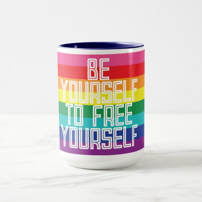 CANECA SEJA VOCÊ MESMO PARA SE LIBERTAR ARCO-ÍRIS (Centro)