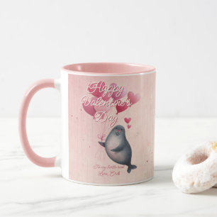 Caneca Selo de Mensagem Personalizada Animal Dia dos Namo