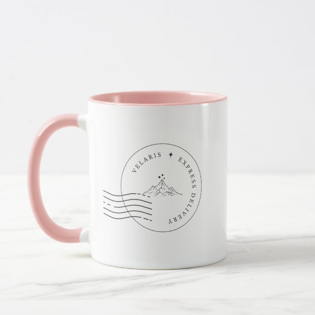 Caneca Selo Postal Pink Velaris | Inspirado em ACOTAR (Esquerda)