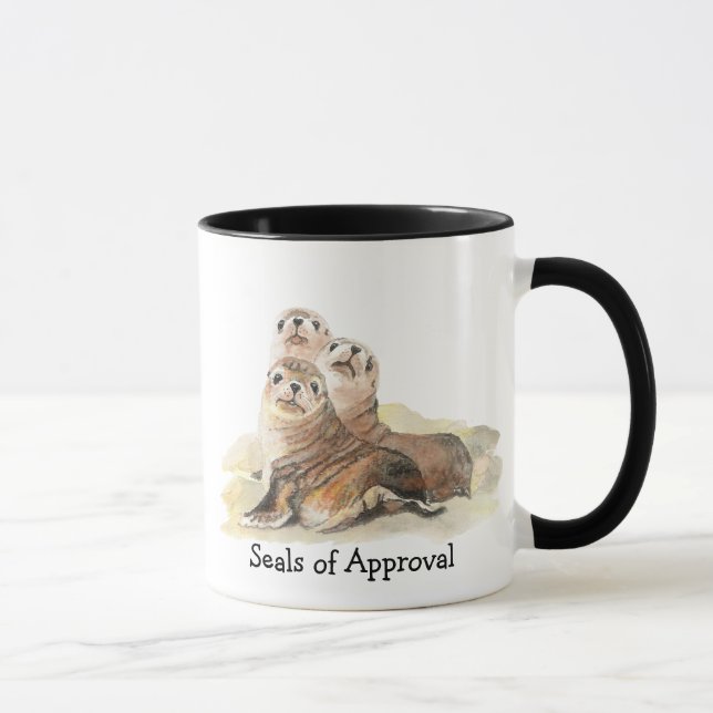 Caneca "Selos de aprovação" divertidos com selos de aquar (Direita)