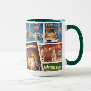 Caneca Selos postais dos Estados Unidos