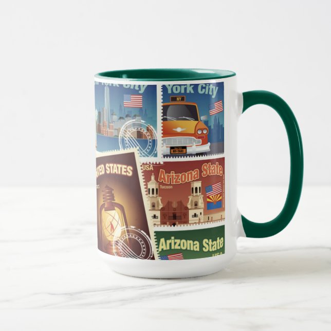 Caneca Selos postais dos Estados Unidos (Direita)