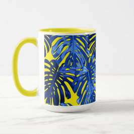 Caneca Selva Amarela Tropical Azul Deixa Colorida