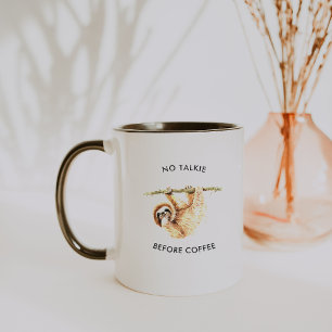 Caneca Sem Conversa Antes do Café   Preguiça Aquarela