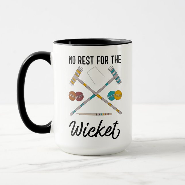Caneca Sem Descanso para o Croquet Engraçado Wicket (Esquerda)