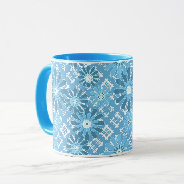 Caneca Sem emenda abstrato moderno xadrez quadriculado fl (Frente Esquerda)