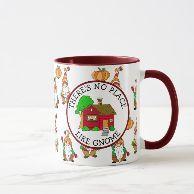 Caneca Sem lugar como Gnome, Cartoon Autumn Gnomo (Direita)