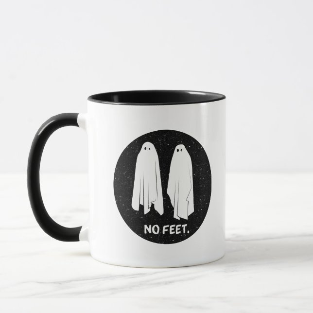 Caneca Sem Pés Fantasma Geek Monocromático Engraçado (Esquerda)