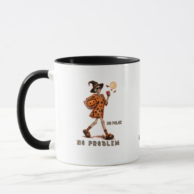 Caneca Sem Pulso Sem Problema Esqueleto Divertido Hallowe (Esquerda)