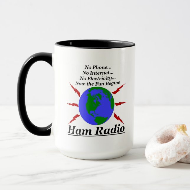 Caneca Sem Telefone... Sem Internet... Rádio Ham (Com Donut)