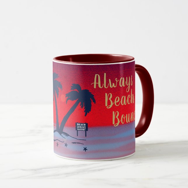 Caneca Sempre Beach Bound! Vermelho Roxo (Frente Esquerda)