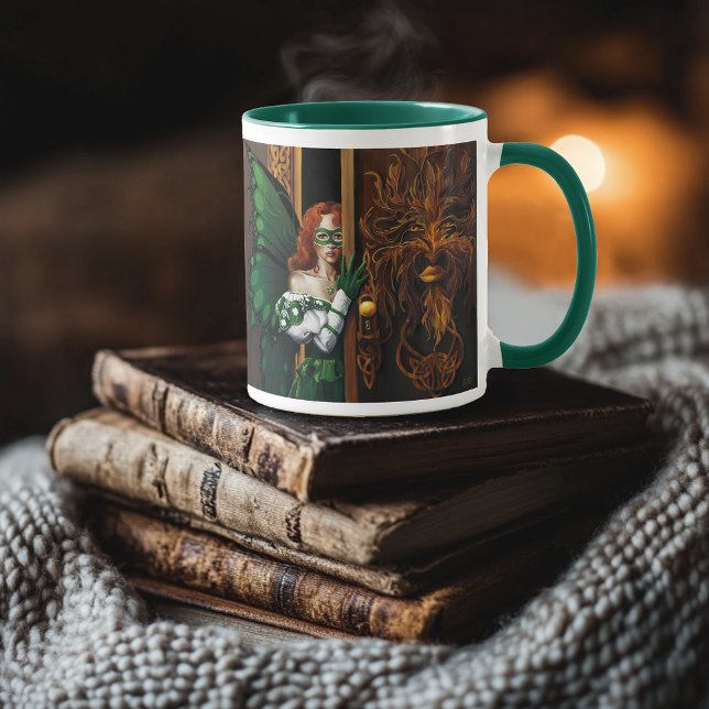 Caneca Senha Secreta da Fada Céltica Verde Mística Irland (Criador carregado)