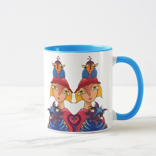 Caneca Senhora de Gatos de Pássaro (Direita)