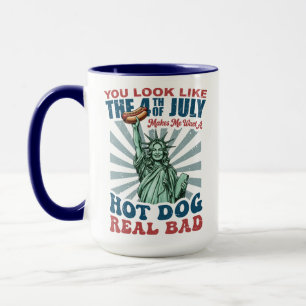 Caneca Senhora Liberdade engraçada do cachorro-quente pat