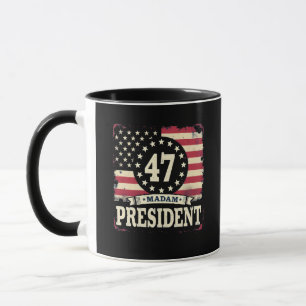 Caneca Senhora Presidente, bandeira americana 47 harris W