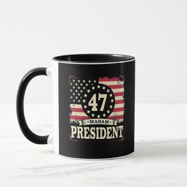 Caneca Senhora Presidente, bandeira americana 47 harris W (Esquerda)