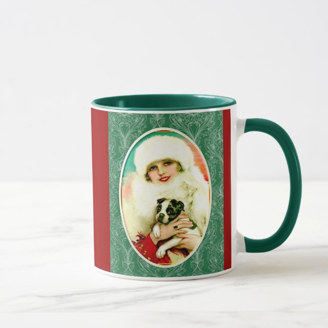 Caneca Senhora Vintage com Boston Terrier (Direita)