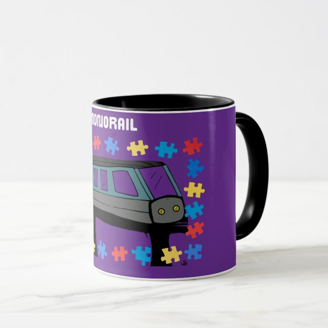 Caneca Sensor do Autismo do Comboio Monorail Aspergers (Frente Esquerda)