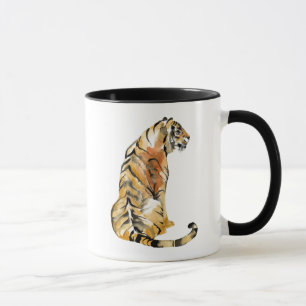 Caneca Sentado de Tigre de Aquarela