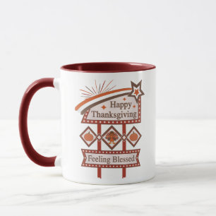 Caneca Sente-se Agradecido Ação de Graças Sinal Retro