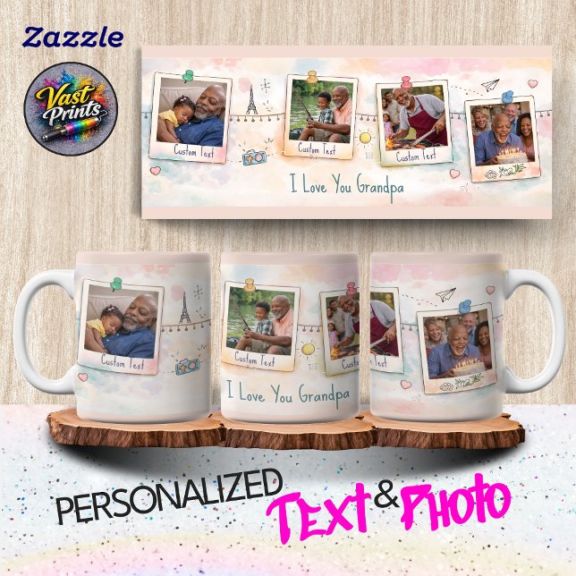 Caneca Sentimental Grandpa Family Memories Photo Collage (Sentimental Grandpa Family Memories Photo Collage Mug)