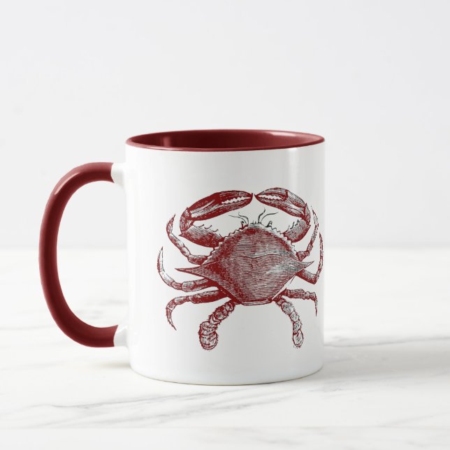 Caneca Sentir Caranguejo Vermelho Lápis Oceano Arte Caran (Esquerda)