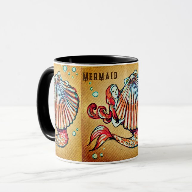 Caneca Sereia com Desenho de Célula do Mar (Frente Esquerda)