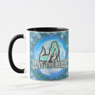 Caneca Sereia Cute Love Beach BLUE Mug