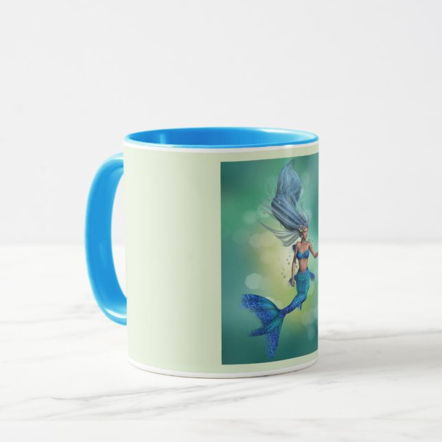 Caneca Sereia em azul (Frente Esquerda)