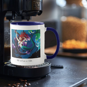 Caneca Sereia Fantasia Azul Mística Dragão de Água Roxa