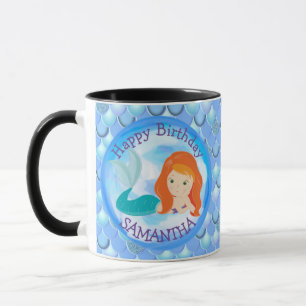 Caneca Sereia, Feliz ANIVERSÁRIO, Pau AZUL