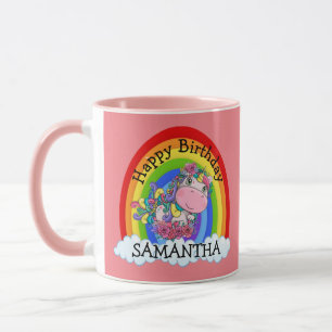 Caneca Sereia, Feliz ANIVERSÁRIO, Pia Rosa