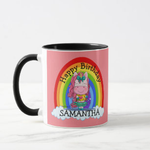 Caneca Sereia, Feliz ANIVERSÁRIO, Pia Rosa