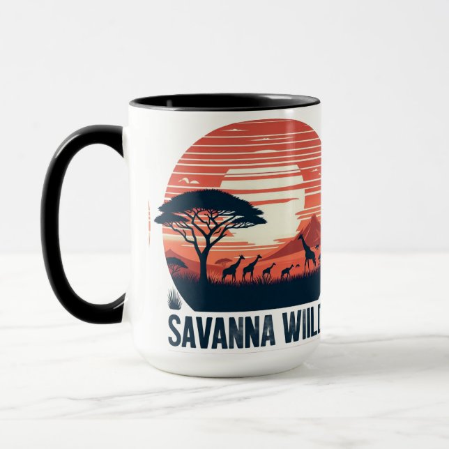 Caneca Serene Orange Retro Giraffe Savanna Wilds (Esquerda)