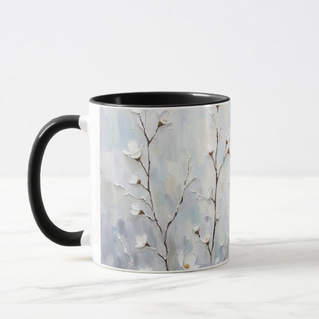 Caneca Serene Winter Blossoms Abstract Coffee Mug Black  (Esquerda)