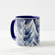 Serenity Blue Leaf Mug