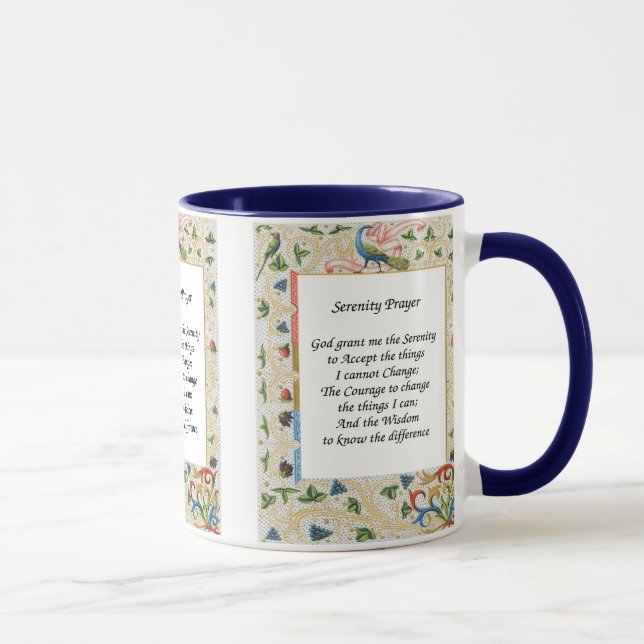 Caneca Serenity Prayer Peacock Design Motivational Mug (Direita)