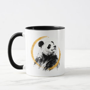Caneca Série Nishiki - Panda Contemplativo Gold Sumi-e