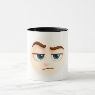 Caneca Sério? emoji de humor com olhos azuis impassíveis