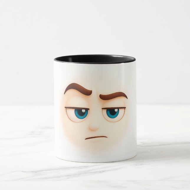 Caneca Seriously? unimpressed blue eyed emoji mood (Centro)