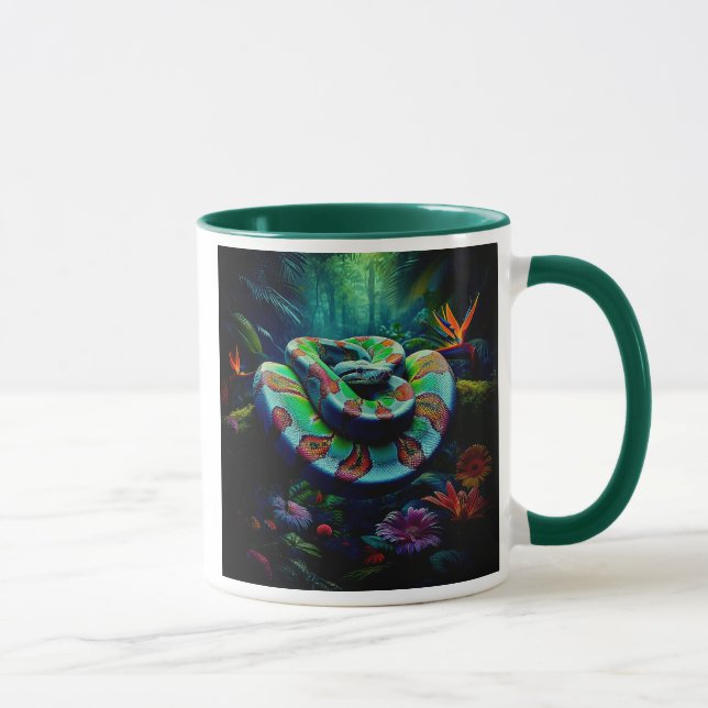 Caneca Serpent enroulé dans la jungle. (Direita)