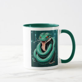 Caneca Serpent Vert aux Yeux Rouges.