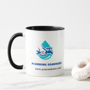 Caneca Serviço de Canalização Logotipo de Gota de Água Ne