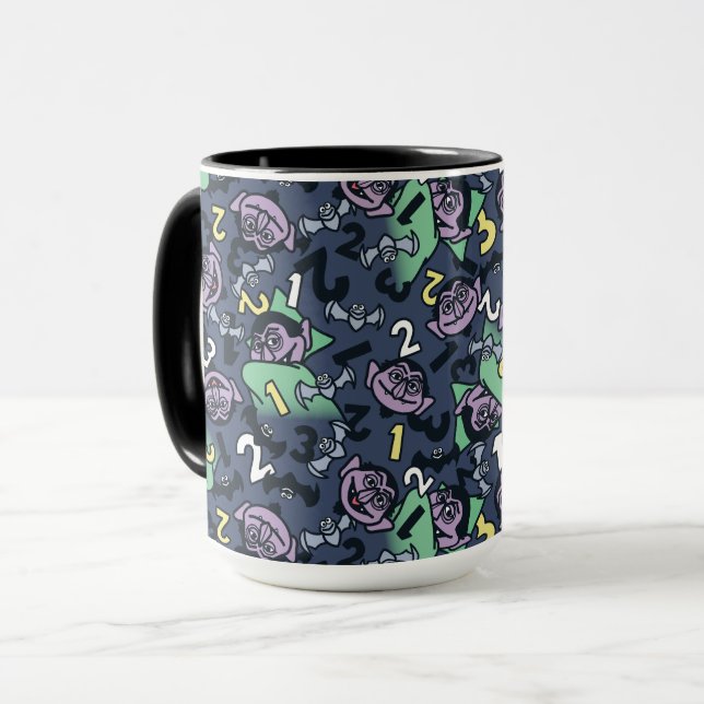 Caneca Sésamo Sésamo | Conde von Count Doodle Pattern (Frente Esquerda)